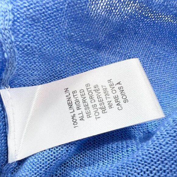 Raffi Shirt Womens Blue Round Neck Long Sleeve Linen Pullover T-Size Small - Picture 5 of 7